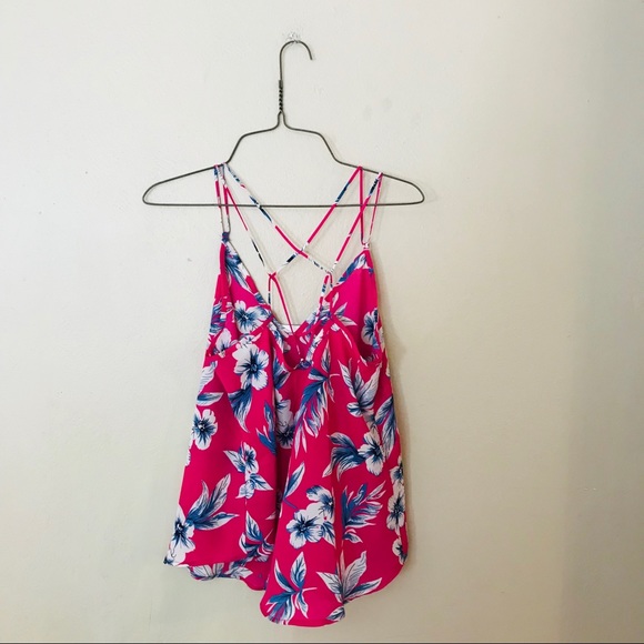 NWT Blue and Pink Floral Strappy Back Tank Top - Picture 2 of 8